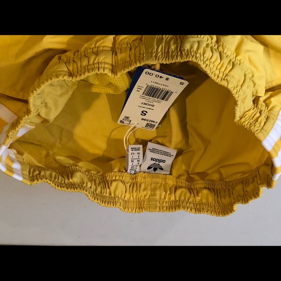 Adidas Core Yellow/White Stripe Shorts NWT, XL only - Picture 5 of 9